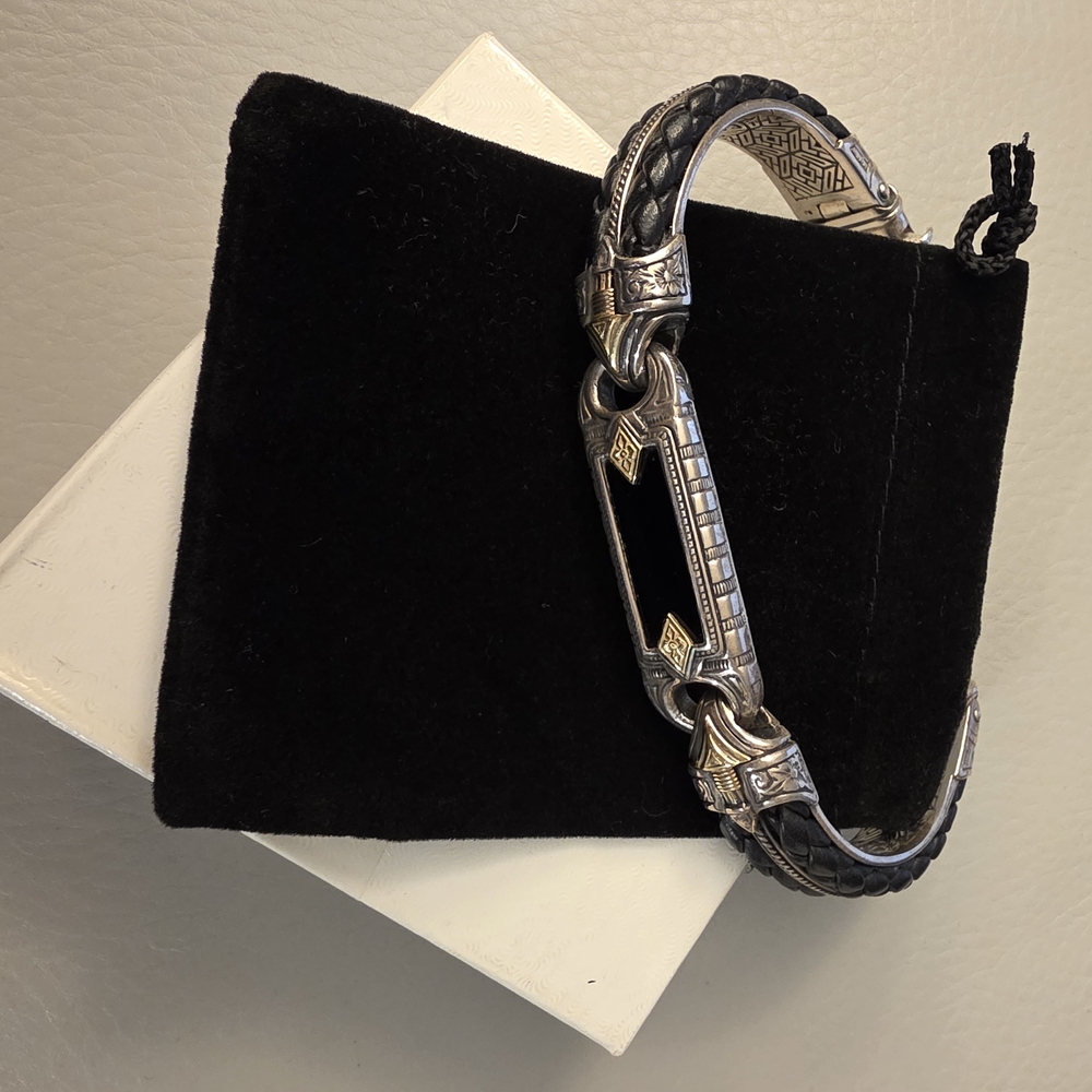 Konstantino Silver and Black Fixed Cuff Bracelet
